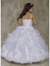 Beaded Organza Ruffle Sparkly Flower Girl Dress With Cape Beaded Organza Ruffle Sparkly Flower Girl Dress With Cape